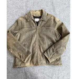Wilsons Leather M Julian Jacket Mens L Brown Good Distressed Zip Bomber Moto